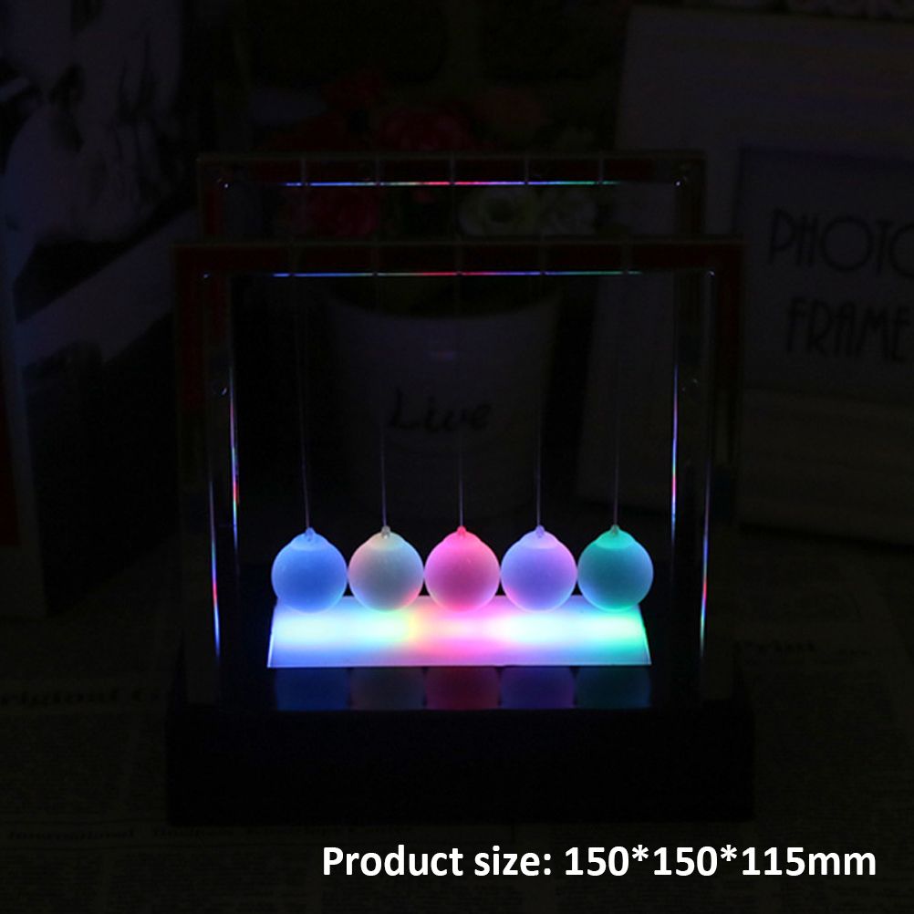 Illuminated Newton Pendulum Ball Miniature Model Ornaments Home Decoration view 3
