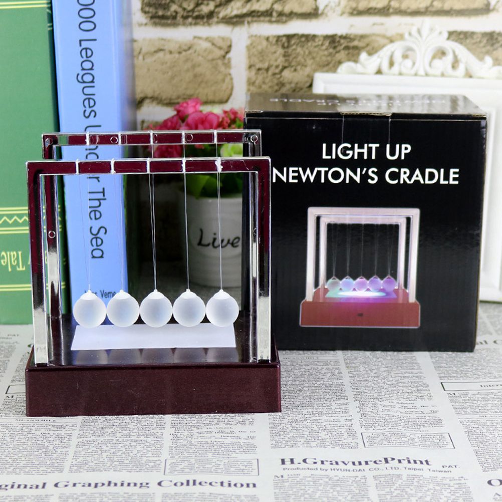 Illuminated Newton Pendulum Ball Miniature Model Ornaments Home Decoration view 5