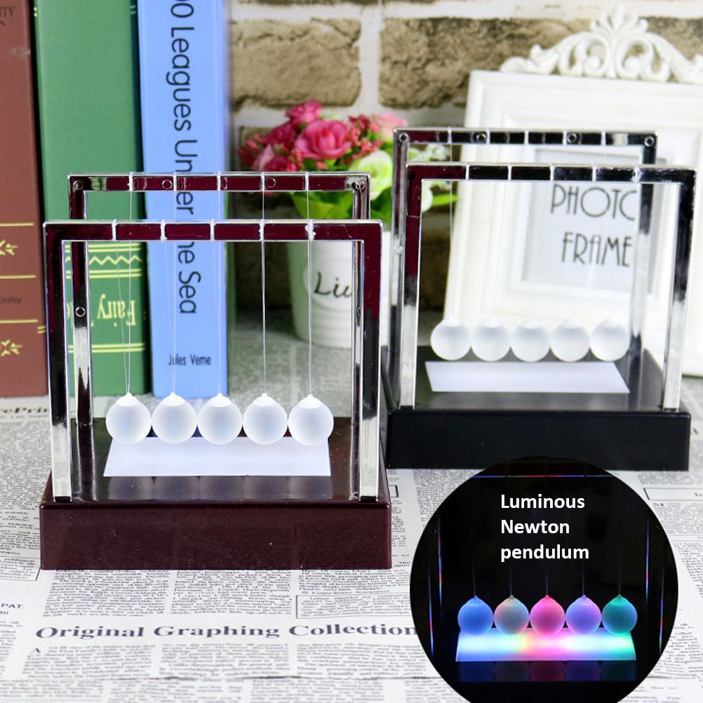 Illuminated Newton Pendulum Ball Miniature Model Ornaments Home Decoration view 8