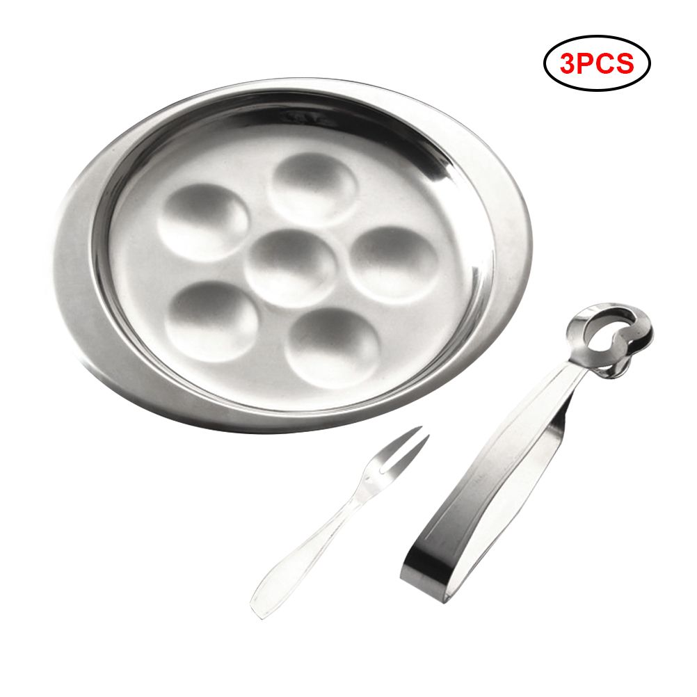 Stainless Steel Snail Plate Set Escargot Dining Set 6 Compartment Snail Dishes