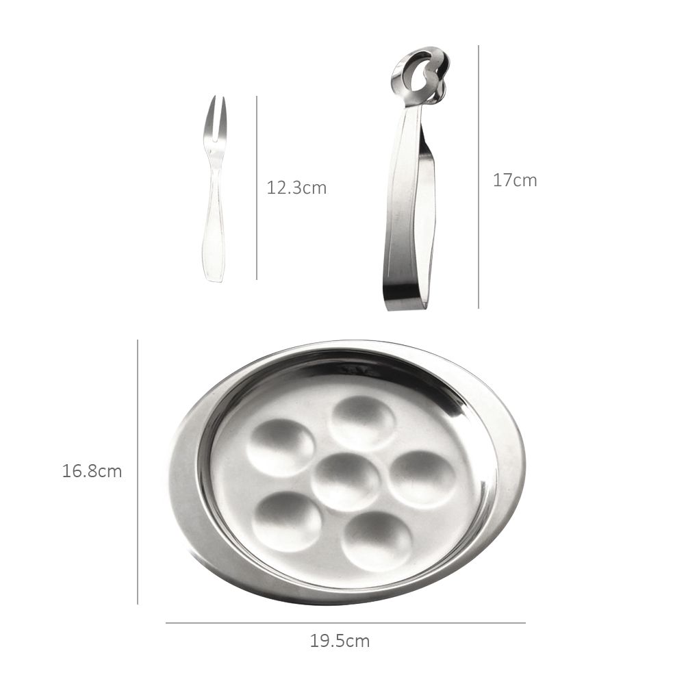 Stainless Steel Snail Plate Set Escargot Dining Set 6 Compartment Snail Dishes view 2