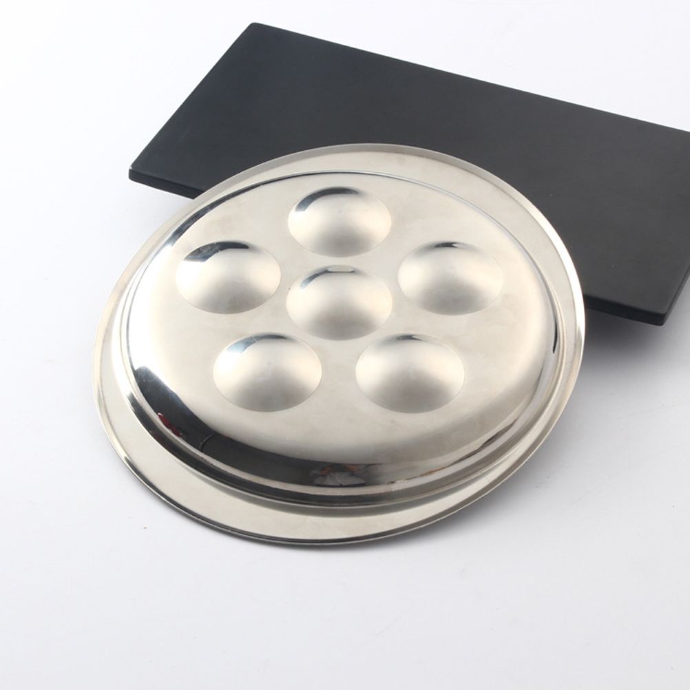 Stainless Steel Snail Plate Set Escargot Dining Set 6 Compartment Snail Dishes view 6