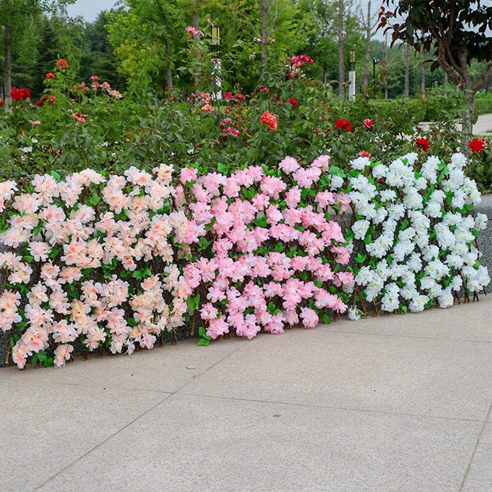 Wooden Retractable Fence Expanding Fence Hedge With Artificial Flower Leaves view 6