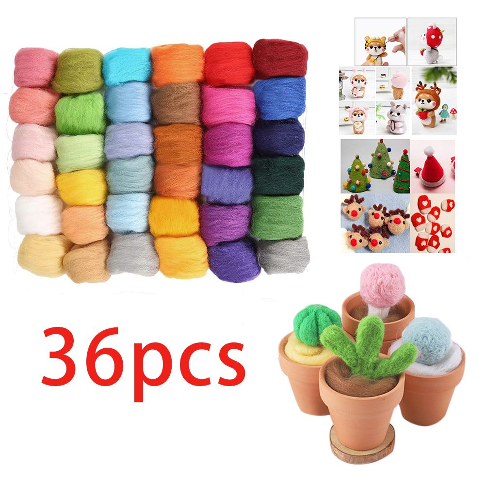 36/45 Colors Fibre Wool Yarn Roving for Needle Felting Hand Spinning DIY Craft