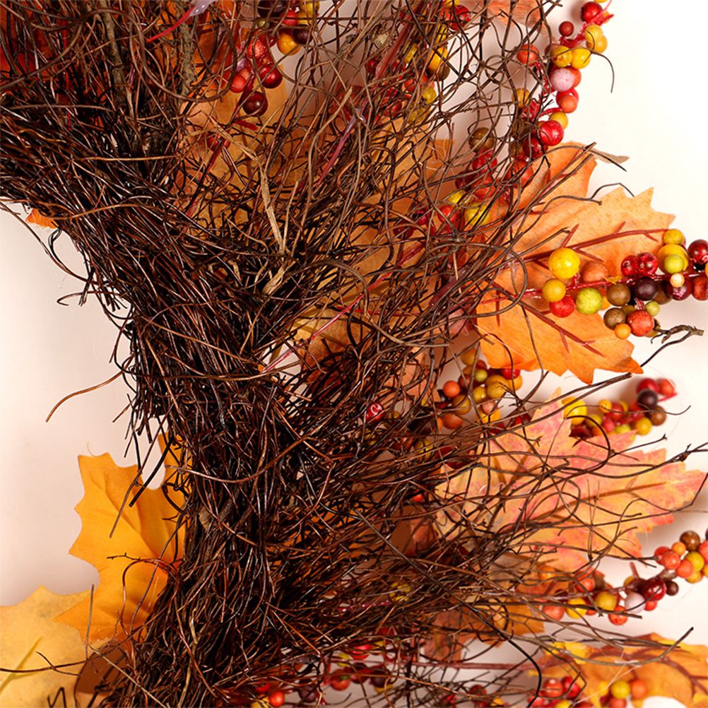 Maple Leaf Wreath Door Hanging Thanksgiving Wreath Halloween Vine Ornament view 2