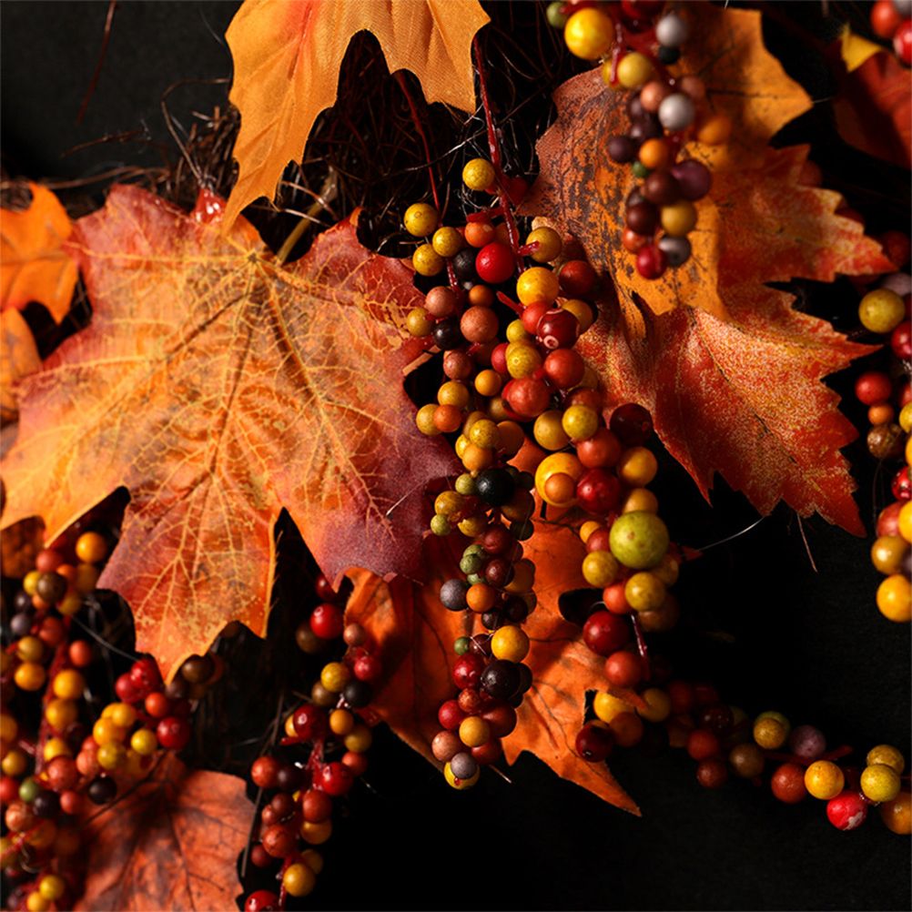 Maple Leaf Wreath Door Hanging Thanksgiving Wreath Halloween Vine Ornament view 3