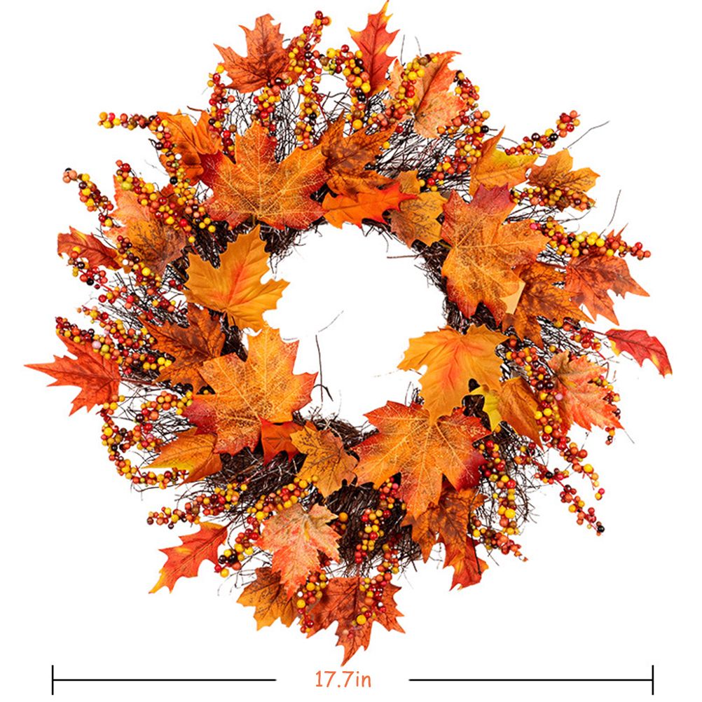 Maple Leaf Wreath Door Hanging Thanksgiving Wreath Halloween Vine Ornament view 4