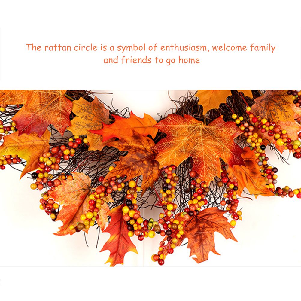 Maple Leaf Wreath Door Hanging Thanksgiving Wreath Halloween Vine Ornament view 5
