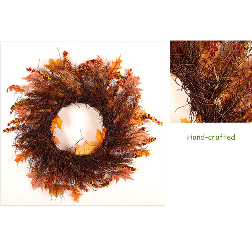 Maple Leaf Wreath Door Hanging Thanksgiving Wreath Halloween Vine Ornament view 6