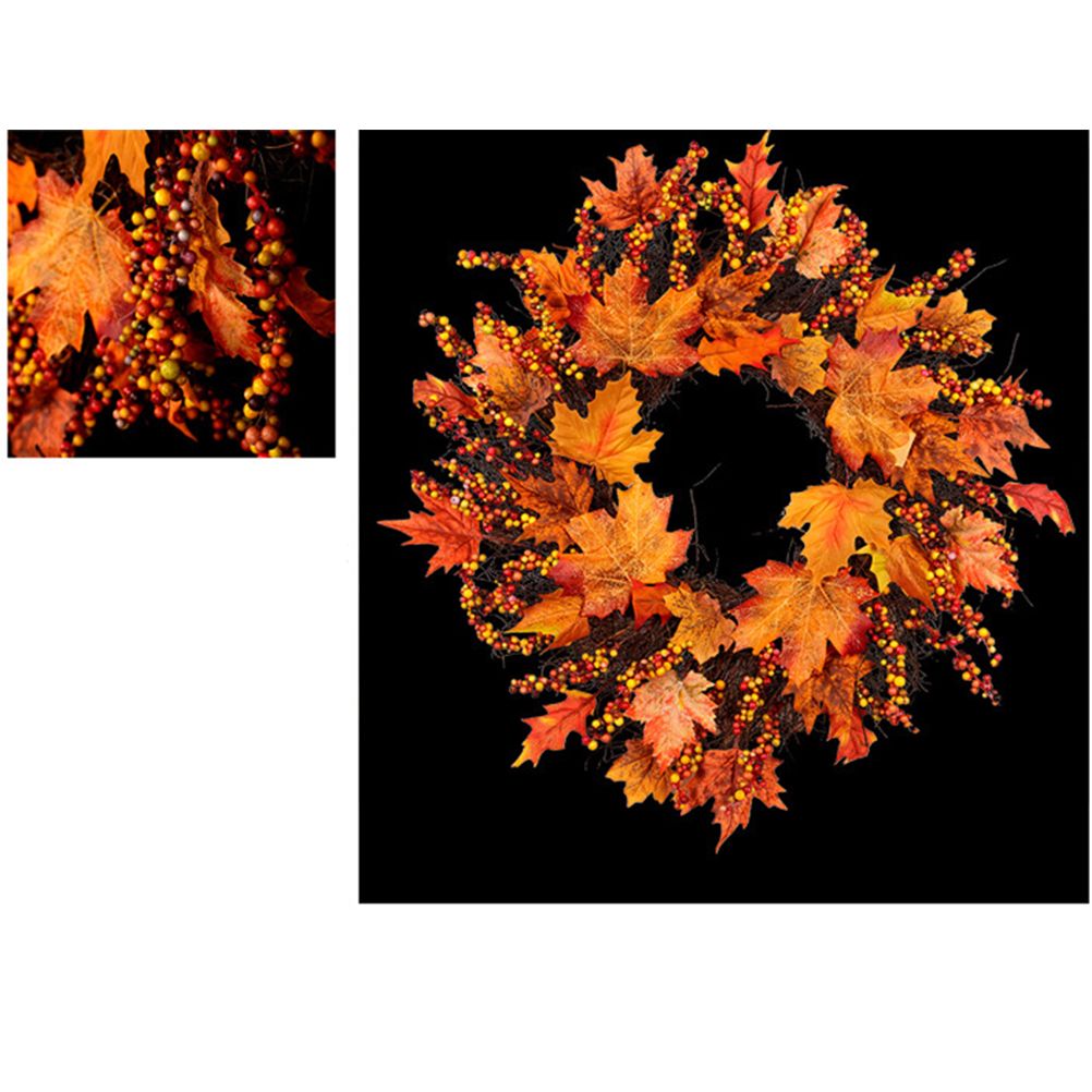 Maple Leaf Wreath Door Hanging Thanksgiving Wreath Halloween Vine Ornament view 7