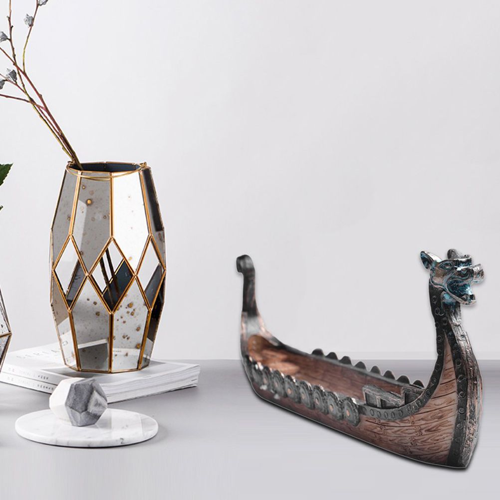 Resin Viking Ships Incense Stick Holder Retro Ships Ornament Exquisite view 3