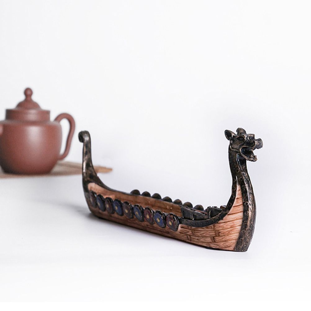 Resin Viking Ships Incense Stick Holder Retro Ships Ornament Exquisite view 9