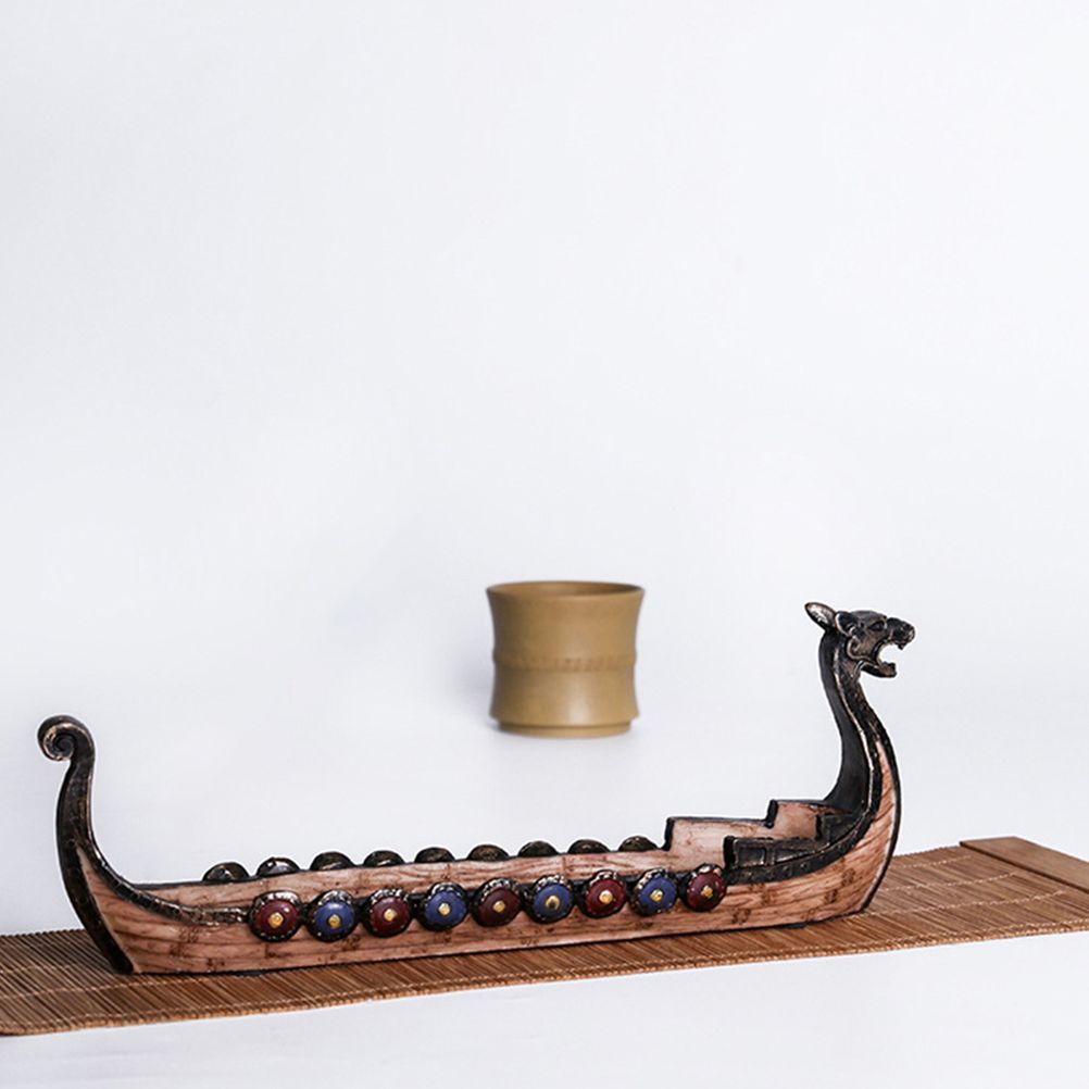 Resin Viking Ships Incense Stick Holder Retro Ships Ornament Exquisite view 11