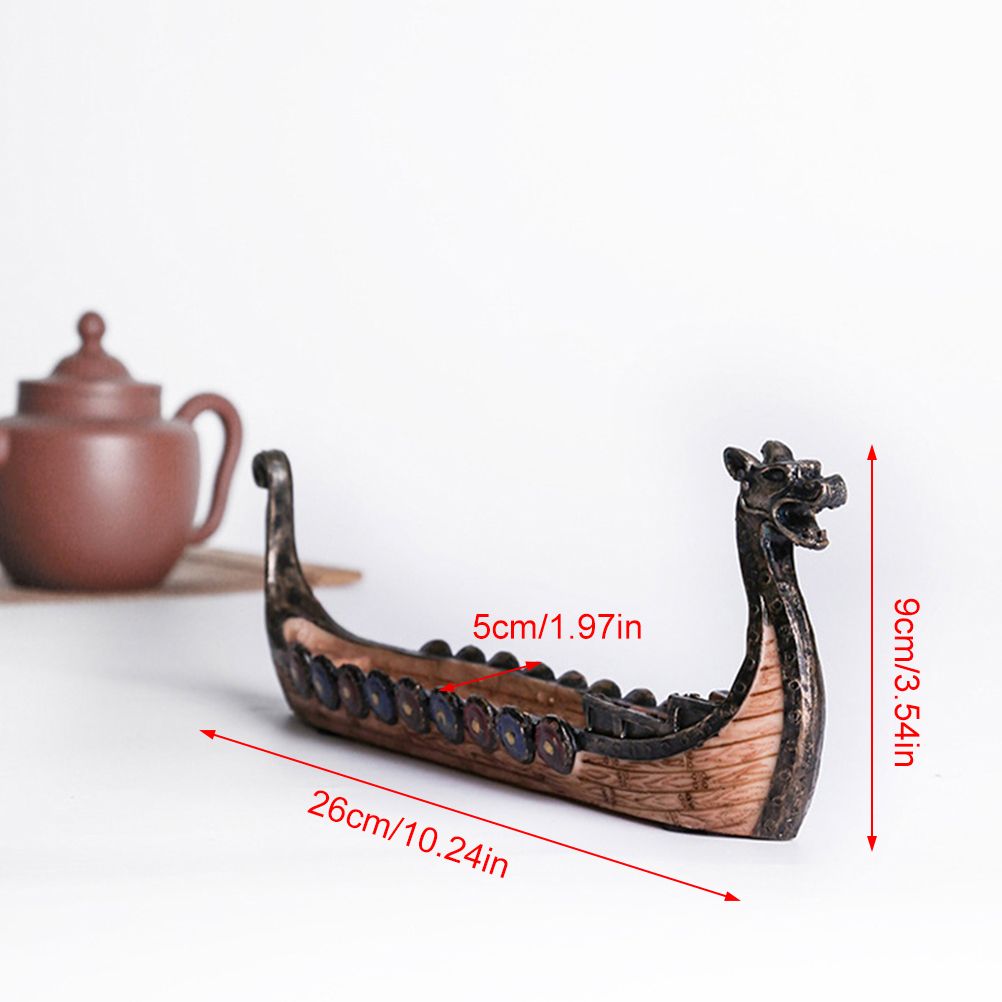 Resin Viking Ships Incense Stick Holder Retro Ships Ornament Exquisite view 12