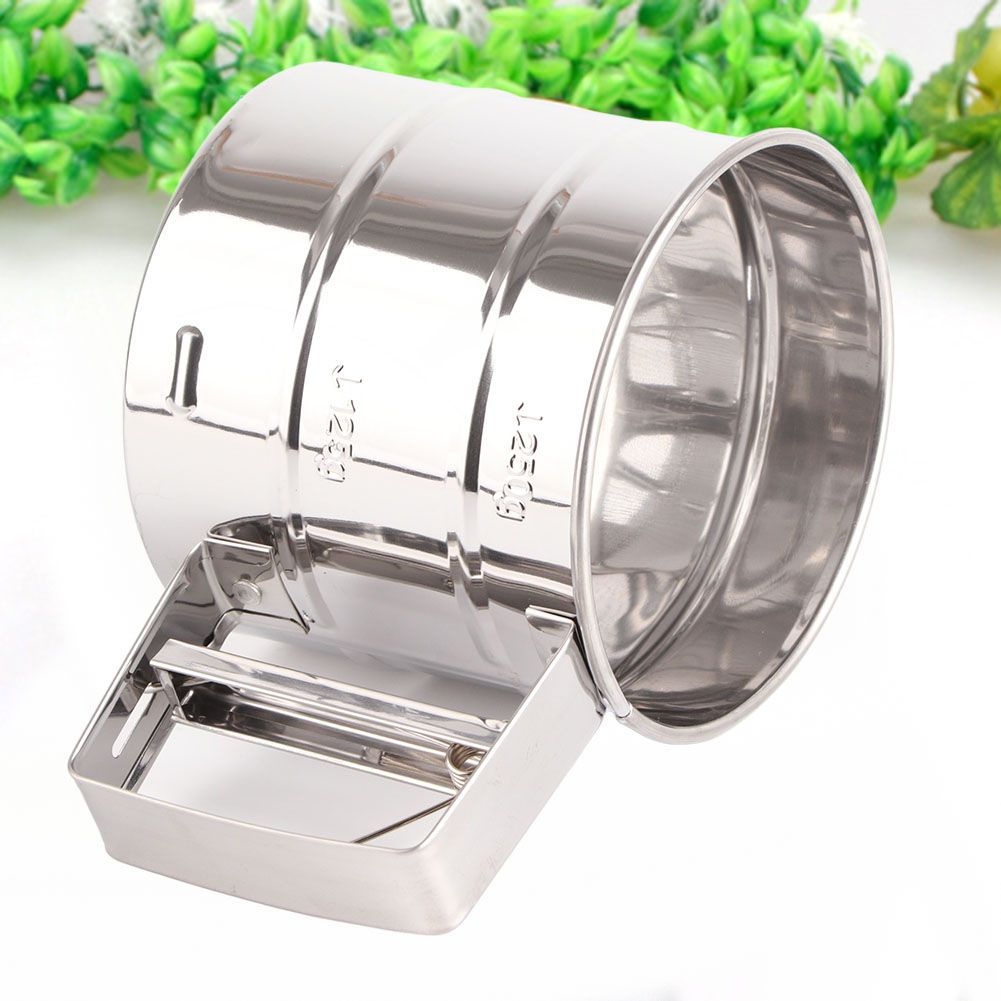 Stainless Steel Shaker Sieve Cup Mesh Crank Flour Sifter with Measuring Scale view 6