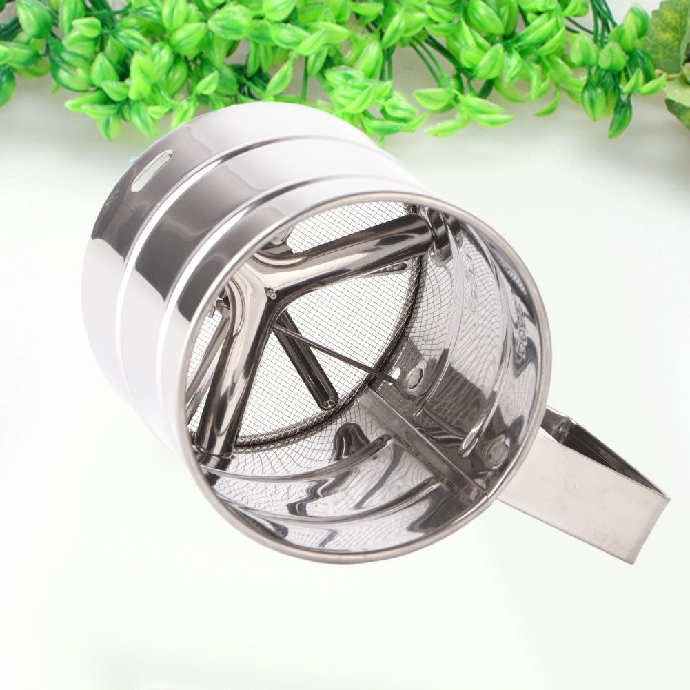 Stainless Steel Shaker Sieve Cup Mesh Crank Flour Sifter with Measuring Scale view 8