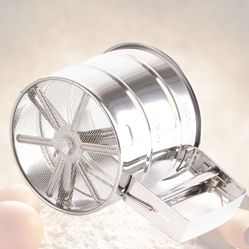 Stainless Steel Shaker Sieve Cup Mesh Crank Flour Sifter with Measuring Scale view 10