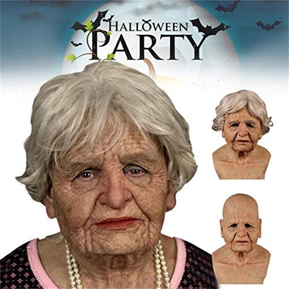 Halloween Latex Face Cover Novelty Old Man Horror Heagear for Masquerade Party view 4