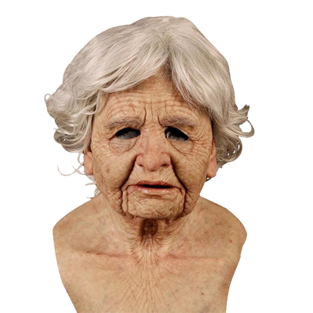 Halloween Latex Face Cover Novelty Old Man Horror Heagear for Masquerade Party view 2