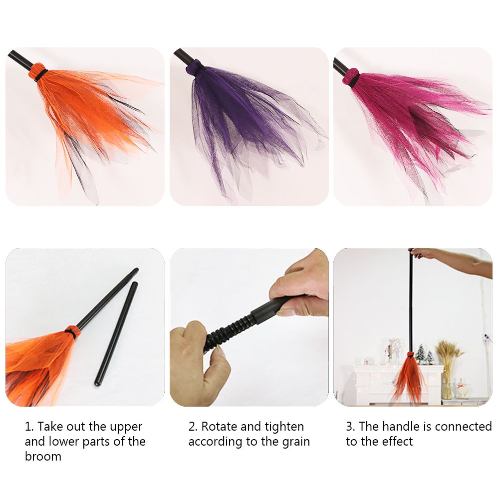 Halloween Witch Broom Plastic Broom Props for Costume Party Halloween Decoration view 4