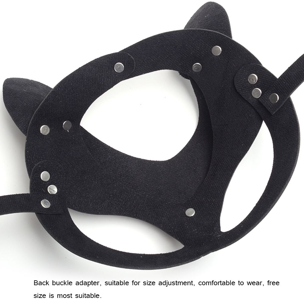 Sexy Leather Cat Face Cover Women Cat Head Face Cover Halloween Carnival Party view 3