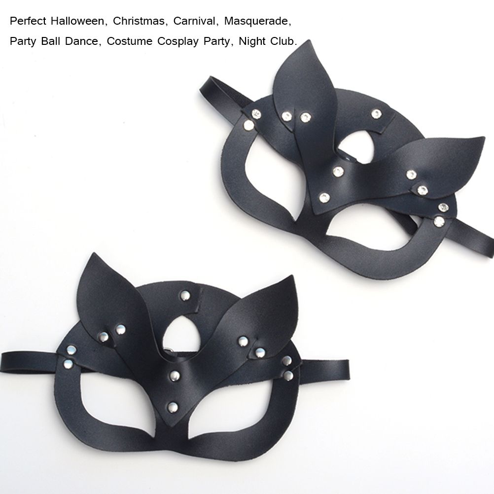 Sexy Leather Cat Face Cover Women Cat Head Face Cover Halloween Carnival Party view 6