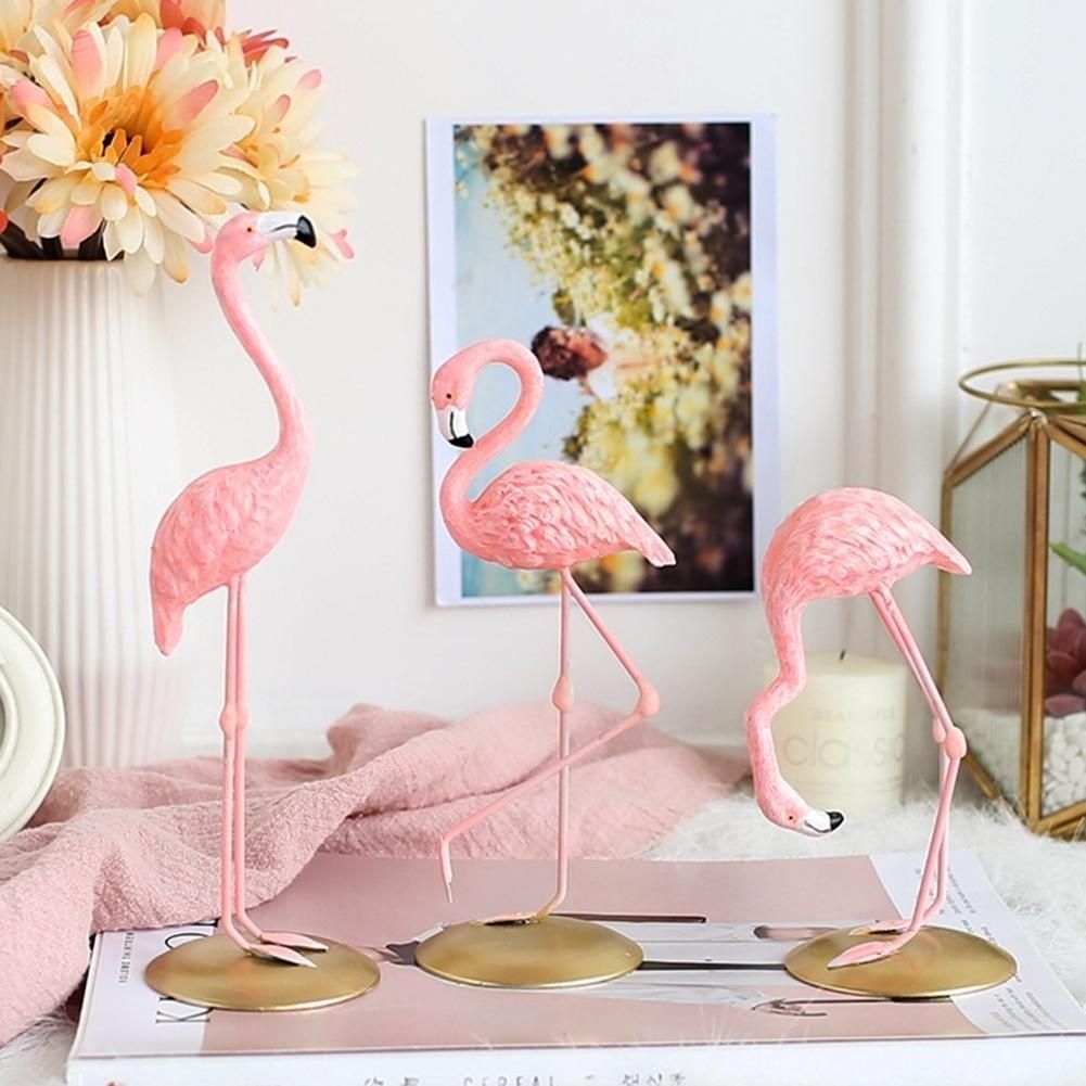 Cute Resin Pink Flamingo Ornament Tabletop Decoration Living Room Decoration view 2