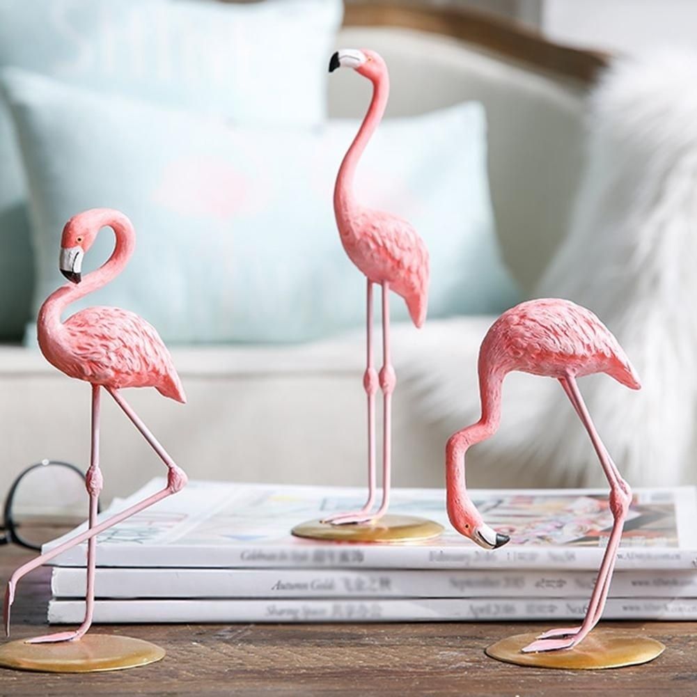 Cute Resin Pink Flamingo Ornament Tabletop Decoration Living Room Decoration view 5