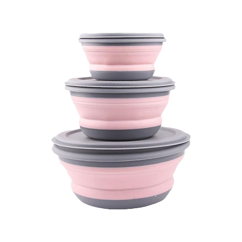 3Pcs Folding Camping Bowl Set Portable Silicone Kitchen Containers for Travel