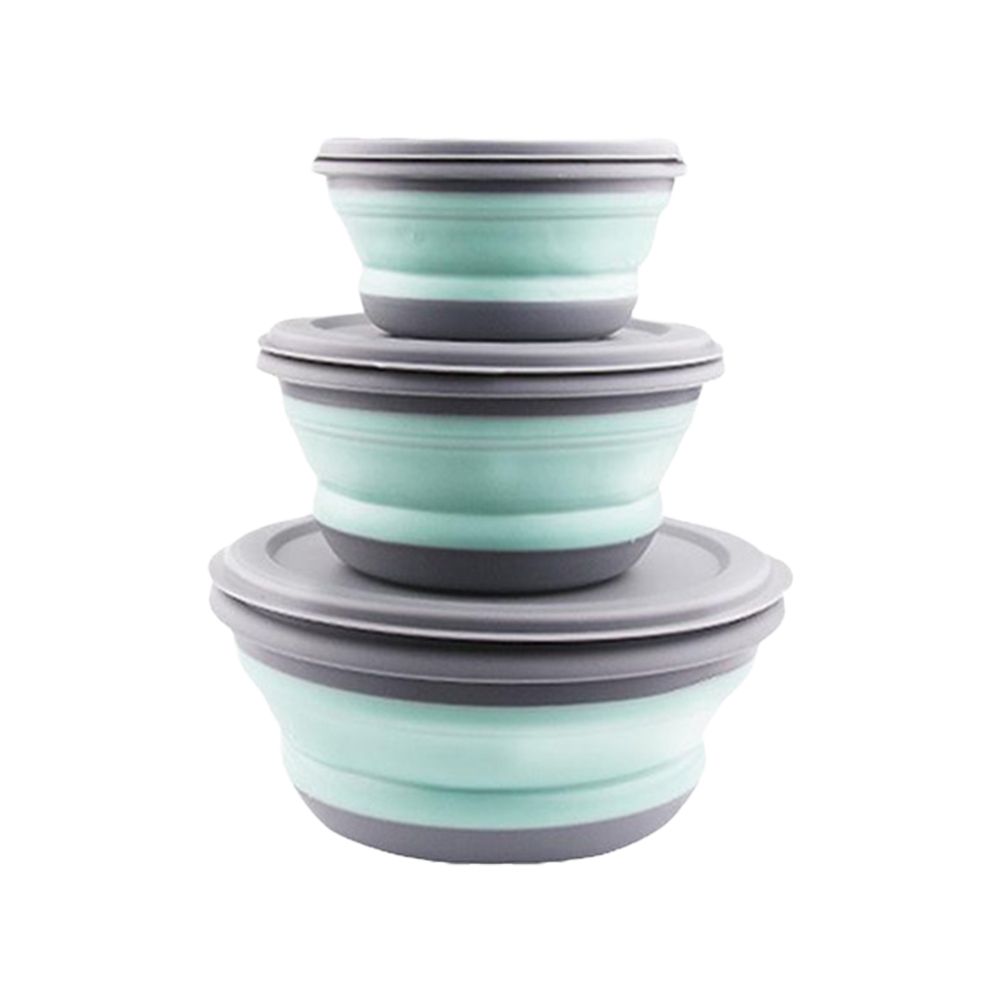 3Pcs Folding Camping Bowl Set Portable Silicone Kitchen Containers for Travel