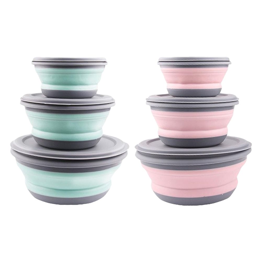 3Pcs Folding Camping Bowl Set Portable Silicone Kitchen Containers for Travel view 4