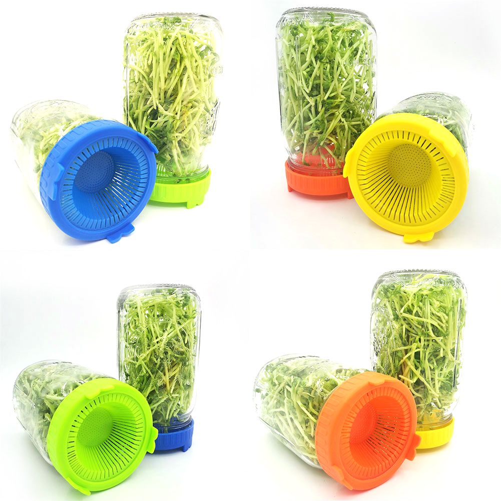 4Pcs Easy Rinse and Drain Plastic Sprouting Lids for Wide Mouth Jars view 3