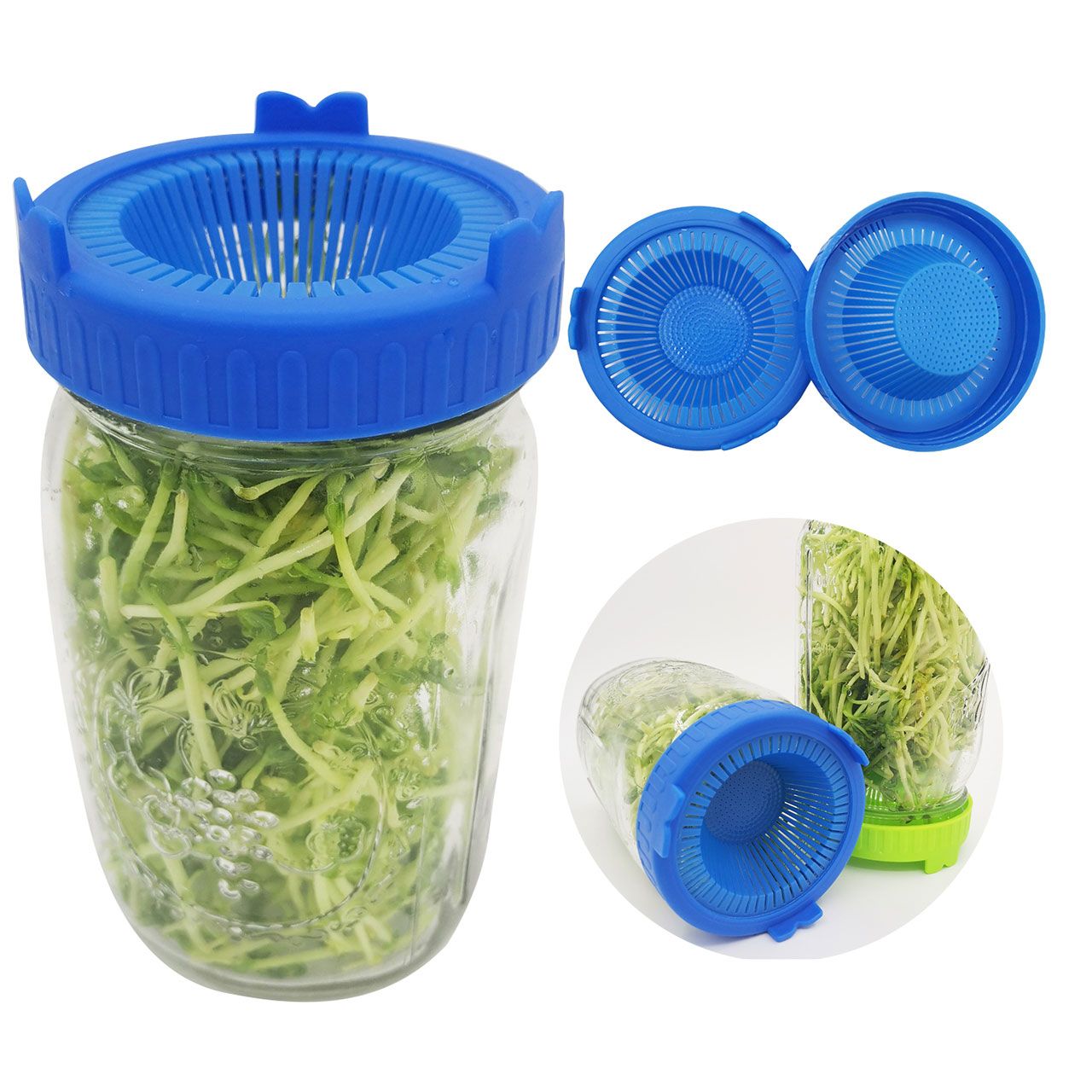 4Pcs Easy Rinse and Drain Plastic Sprouting Lids for Wide Mouth Jars view 11