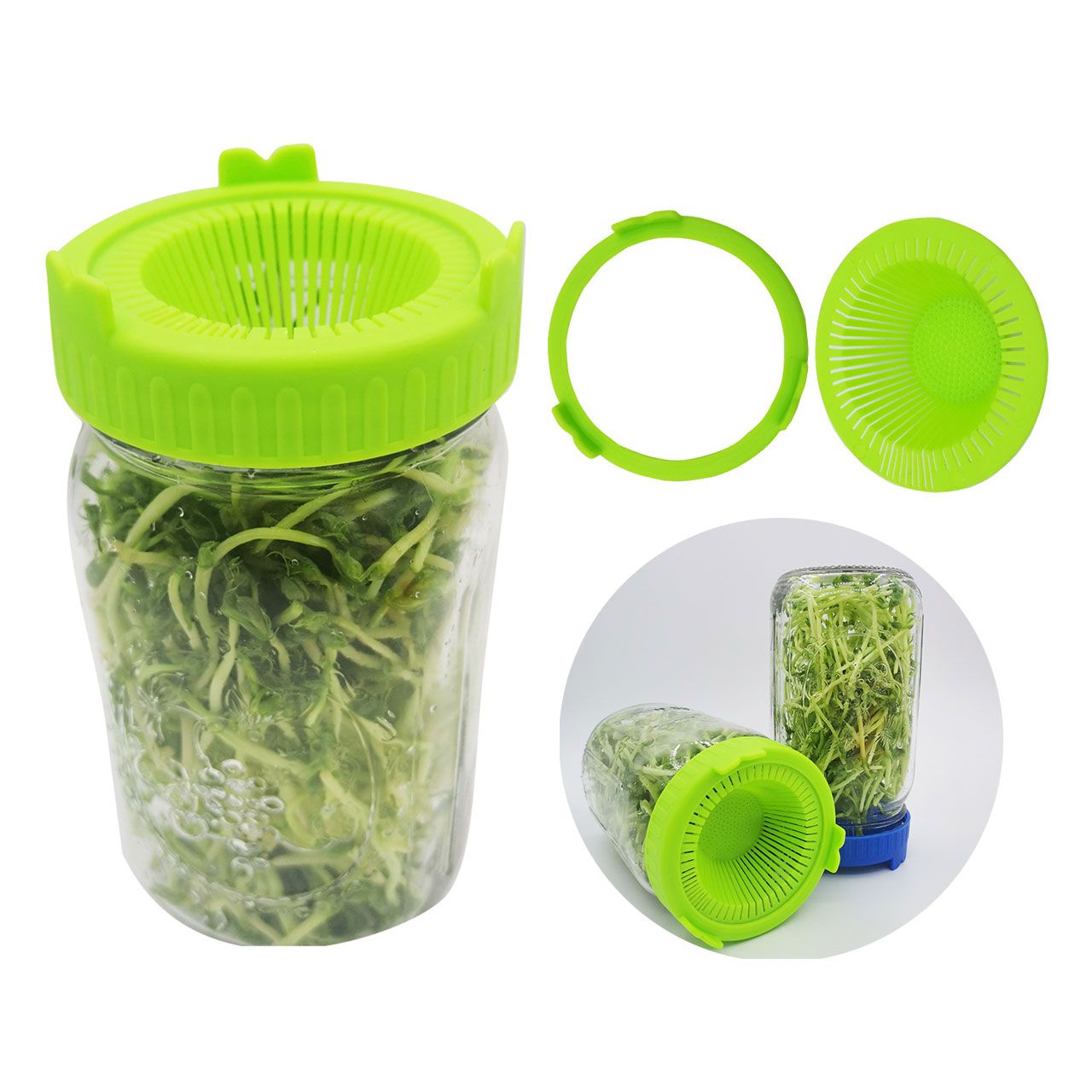 4Pcs Easy Rinse and Drain Plastic Sprouting Lids for Wide Mouth Jars view 12