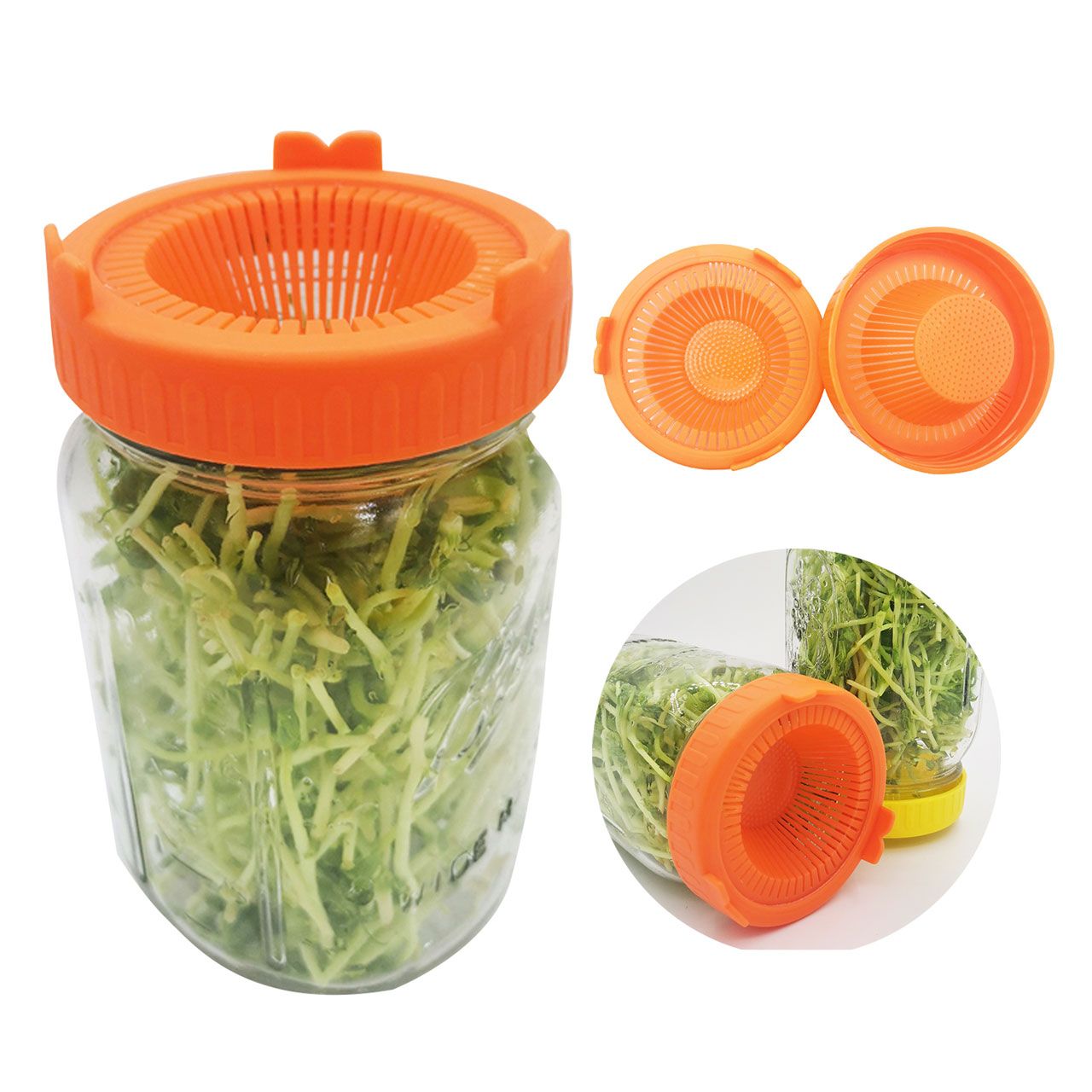 4Pcs Easy Rinse and Drain Plastic Sprouting Lids for Wide Mouth Jars view 13