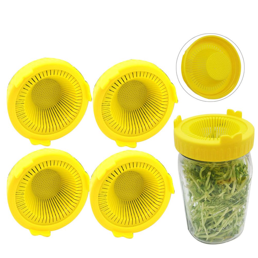 4Pcs Easy Rinse and Drain Plastic Sprouting Lids for Wide Mouth Jars — image 1