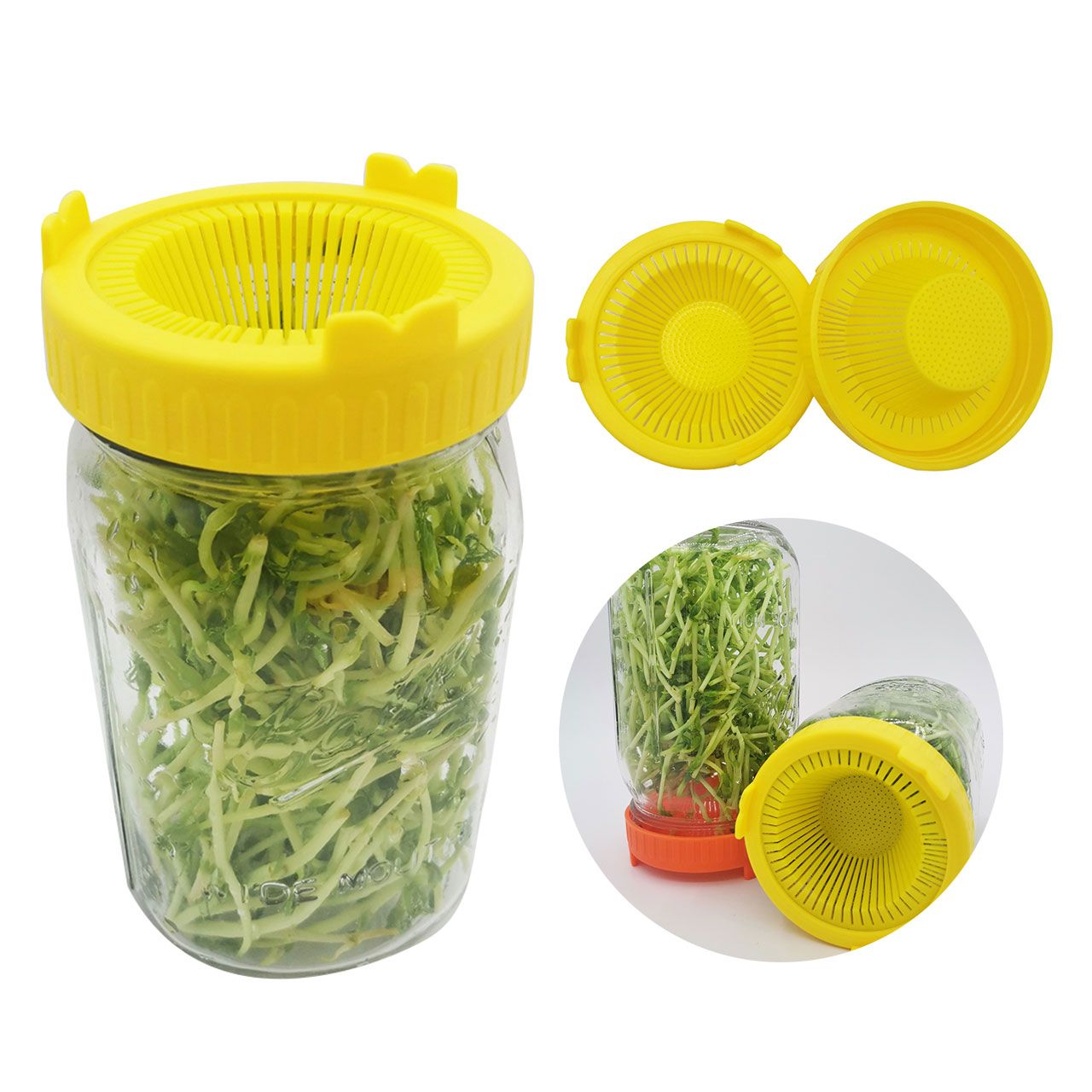 4Pcs Easy Rinse and Drain Plastic Sprouting Lids for Wide Mouth Jars view 13