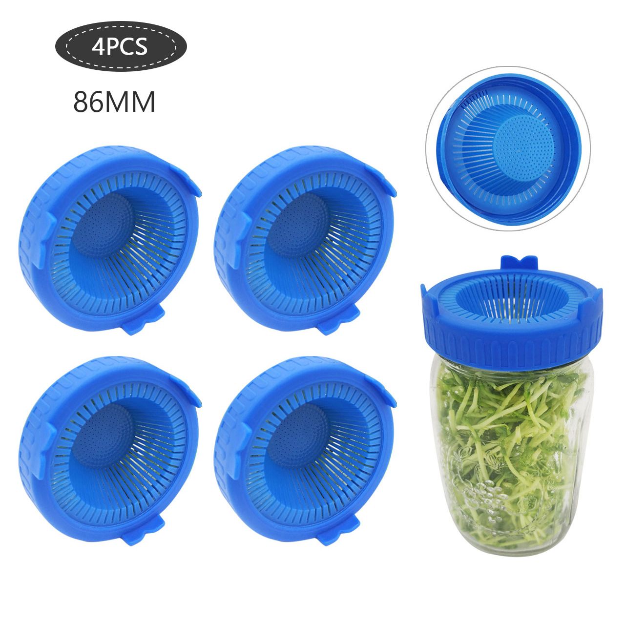 4Pcs Easy Rinse and Drain Plastic Sprouting Lids for Wide Mouth Jars view 14