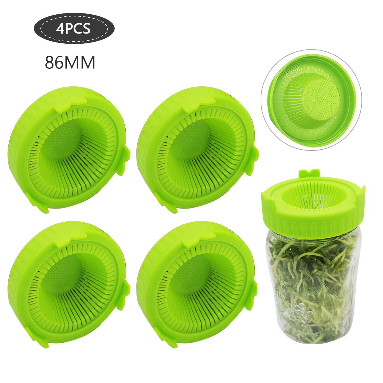 4Pcs Easy Rinse and Drain Plastic Sprouting Lids for Wide Mouth Jars view 15