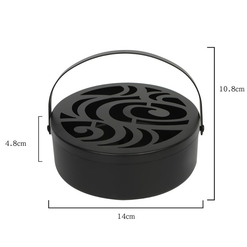 Iron Mosquito Coil Holder Hollow Mosquito Coil Box Round Incense with Handle view 2