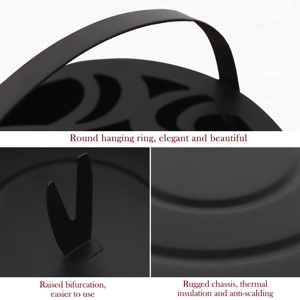 Iron Mosquito Coil Holder Hollow Mosquito Coil Box Round Incense with Handle view 4