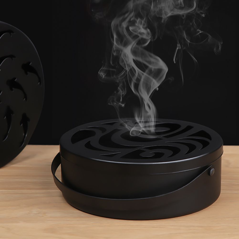Iron Mosquito Coil Holder Hollow Mosquito Coil Box Round Incense with Handle view 8
