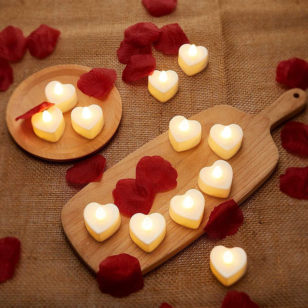 24 Pcs Heart Shape LED Candles Tea Light Romantic Love LED Candles for view 6