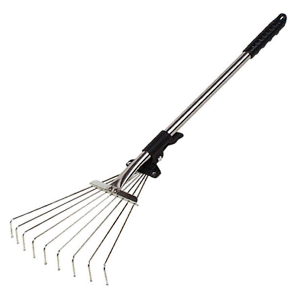 Adjustable Garden Leaf Rake Alloy Telescopic Hoe Grass Tool Multi Toothed