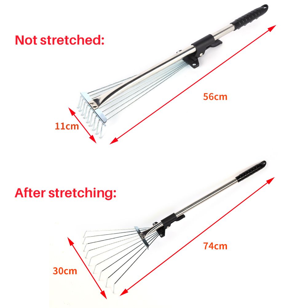 Adjustable Garden Leaf Rake Alloy Telescopic Hoe Grass Tool Multi Toothed view 3