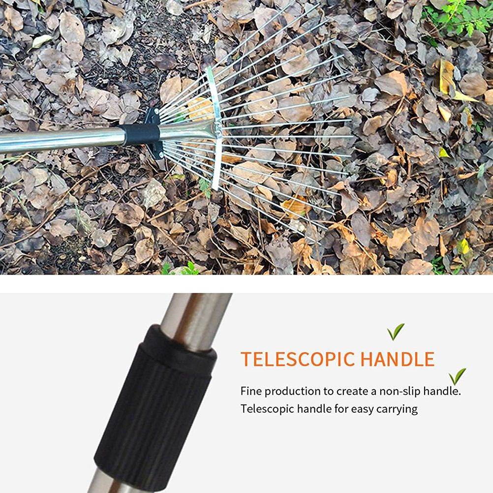 Adjustable Garden Leaf Rake Alloy Telescopic Hoe Grass Tool Multi Toothed view 6