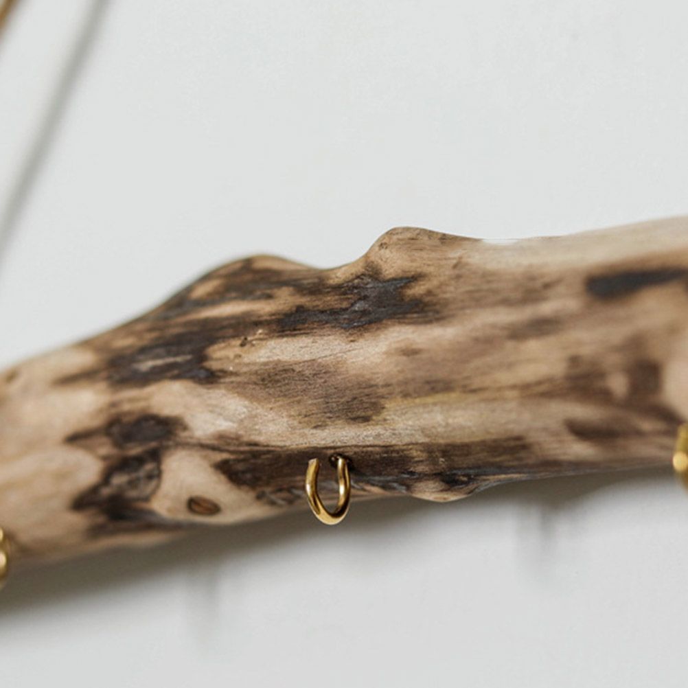 Unique Natural Driftwood Branches Wall Hanging Jewelry Organizers with 5 Hook view 5