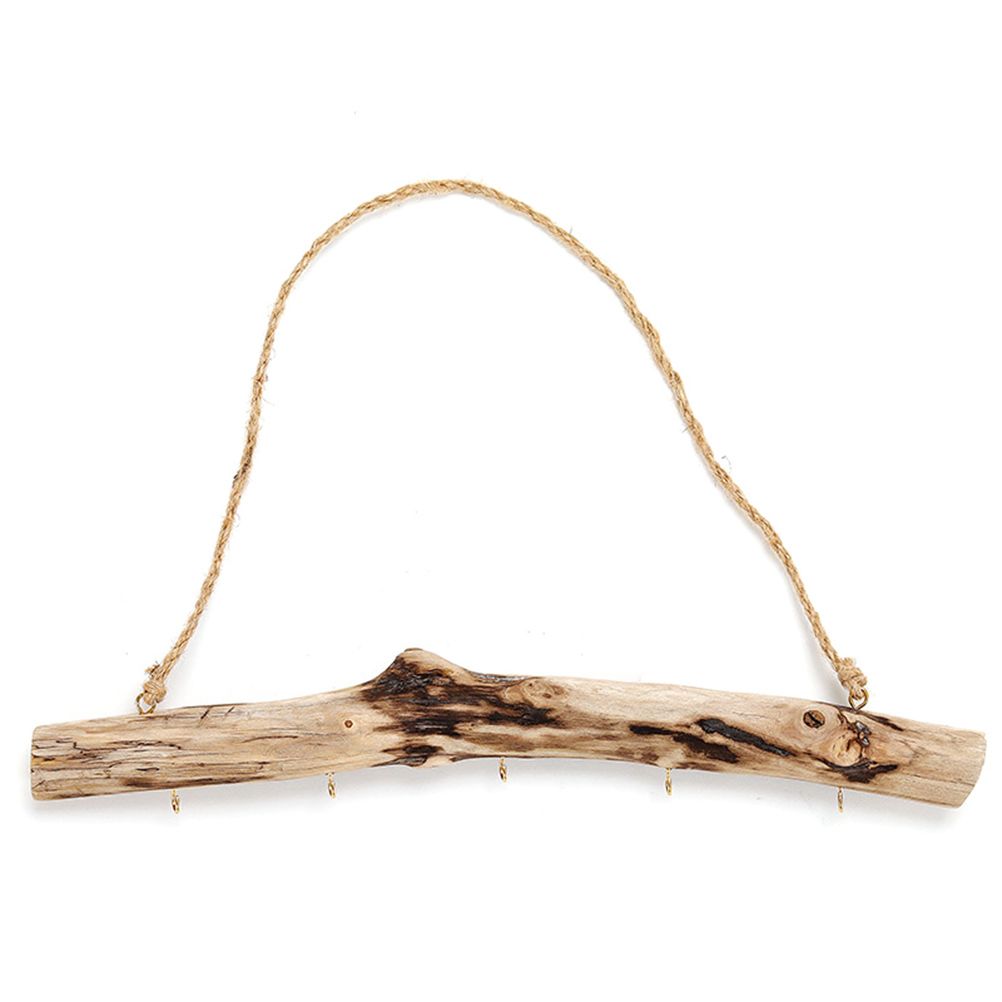 Unique Natural Driftwood Branches Wall Hanging Jewelry Organizers with 5 Hook view 8