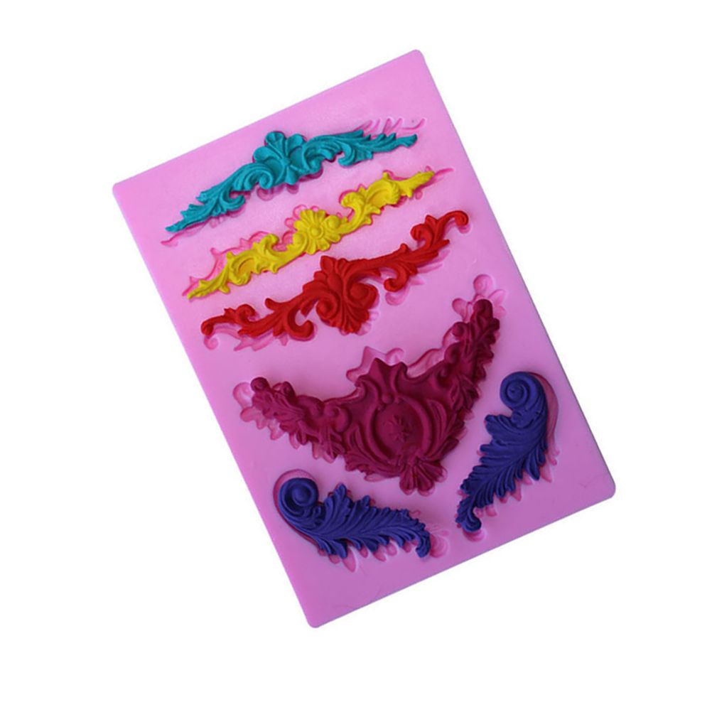 DIY 3D Sculpted Flower Baroque Scroll Silicone Mold Fondant Mold Cupcake Cake view 4