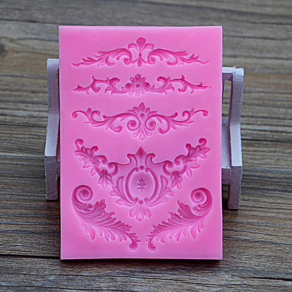 DIY 3D Sculpted Flower Baroque Scroll Silicone Mold Fondant Mold Cupcake Cake view 5